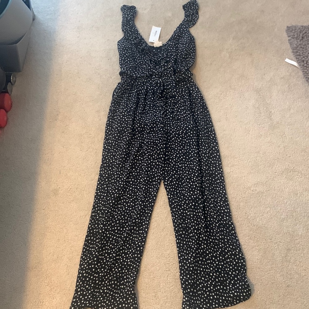 Lelis polka dot blck and white jumpsuit